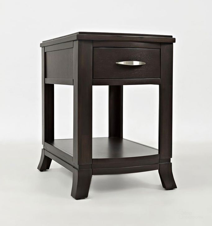 The appearance of Downtown Chairside Table designed by Jofran in the transitional interior design. This merlot piece of furniture  was selected by 1StopBedrooms from Downtown Collection to add a touch of cosiness and style into your home. Sku: 1687-7. Material: Wood. Product Type: End Table. Image1
