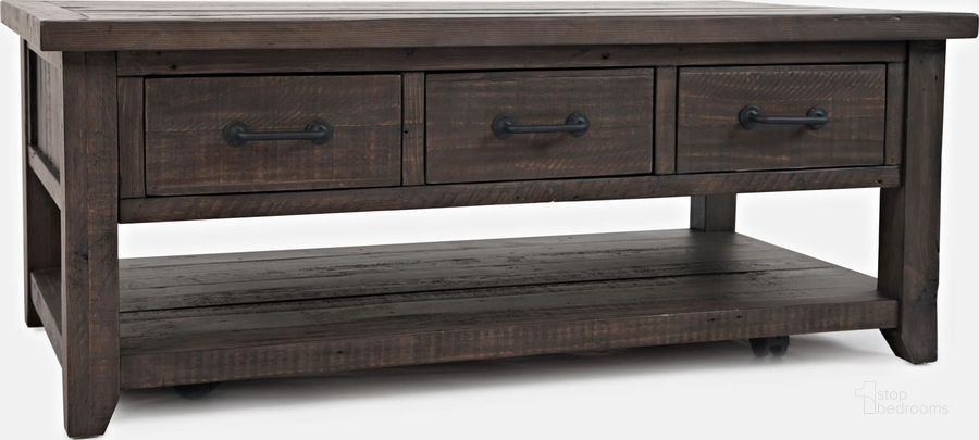 The appearance of Madison County Barnwood Harris 3 Drawer Cocktail Table designed by Jofran in the traditional interior design. This brown piece of furniture  was selected by 1StopBedrooms from Madison County Collection to add a touch of cosiness and style into your home. Sku: 1700-11. Product Type: Cocktail Table. Material: Pine. Image1