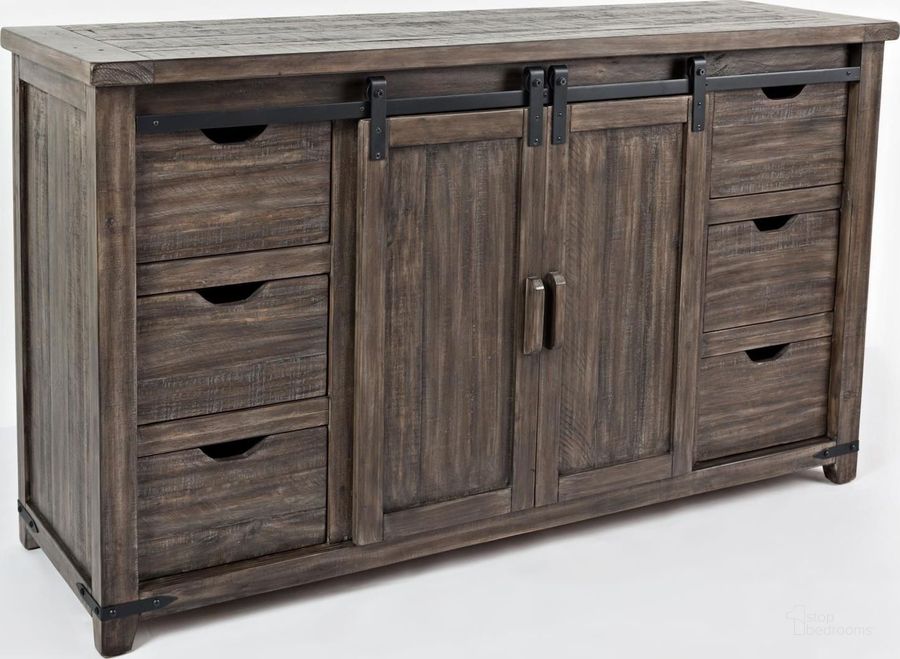 The appearance of Madison County Barnwood 60" Barn Door Server designed by Jofran in the traditional interior design. This brown piece of furniture  was selected by 1StopBedrooms from Madison County Collection to add a touch of cosiness and style into your home. Sku: 1700-35. Product Type: Buffets, Sideboards and Server. Material: Pine. Image1