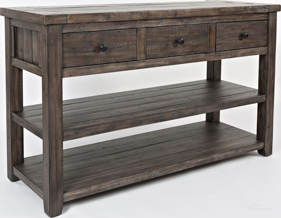 The appearance of Madison County Barnwood Sofa Table designed by Jofran in the traditional interior design. This brown piece of furniture  was selected by 1StopBedrooms from Madison County Collection to add a touch of cosiness and style into your home. Sku: 1700-4. Product Type: Sofa Table. Material: Pine. Image1