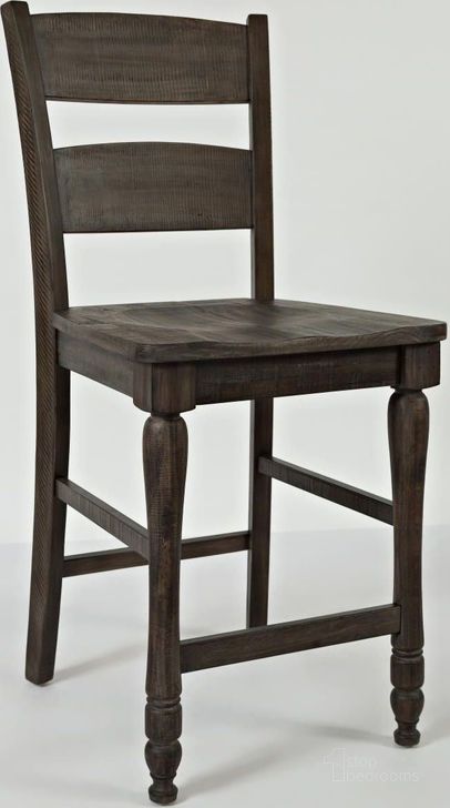 The appearance of Madison County Barnwood Ladderback Counter Stool Set Of 2 designed by Jofran in the traditional interior design. This brown piece of furniture  was selected by 1StopBedrooms from Madison County Collection to add a touch of cosiness and style into your home. Sku: 1700-BS401KD. Product Type: Barstool. Material: Pine. Image1