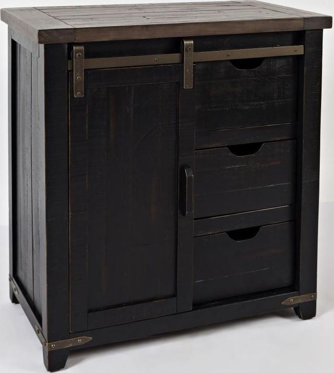 The appearance of Madison County Vintage Black 32" Barn Door Accent Cabinet designed by Jofran in the traditional interior design. This black piece of furniture  was selected by 1StopBedrooms from Madison County Collection to add a touch of cosiness and style into your home. Sku: 1702-32. Product Type: Accent Chest. Material: Pine. Image1