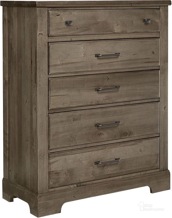 The appearance of Cool Rustic Stone Grey 5 Drawer Chest designed by Artisan & Post in the rustic / southwestern interior design. This brown piece of furniture  was selected by 1StopBedrooms from Cool Rustic Collection to add a touch of cosiness and style into your home. Sku: 172-115. Product Type: Chest. Image1