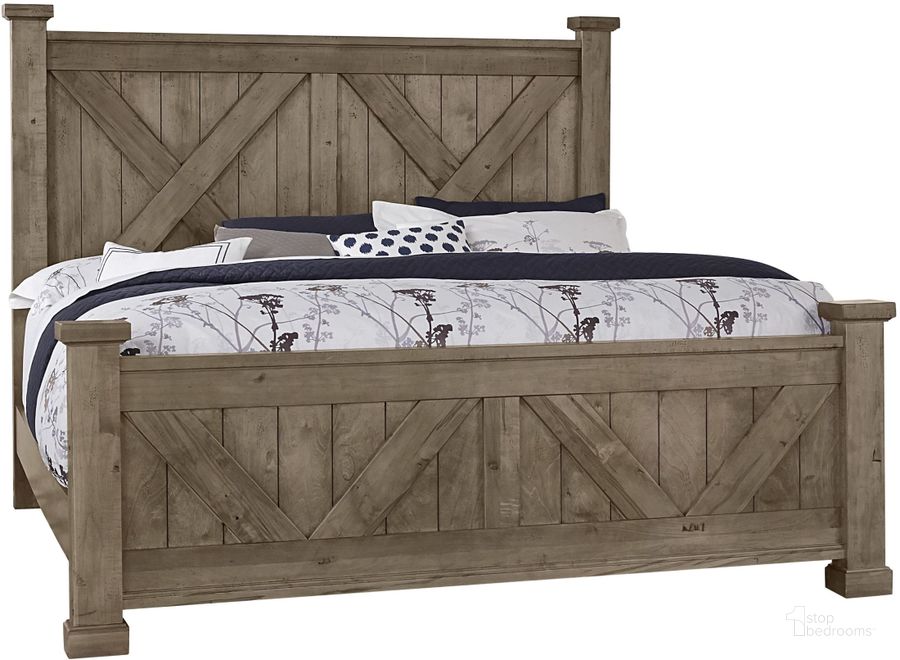 The appearance of Cool Rustic Stone Grey King X Style Bed designed by Artisan & Post in the rustic / southwestern interior design. This brown piece of furniture  was selected by 1StopBedrooms from Cool Rustic Collection to add a touch of cosiness and style into your home. Sku: 172-667;172-766;172-933;MS-MS2. Bed Type: Poster Bed. Product Type: Poster Bed. Bed Size: King. Image1