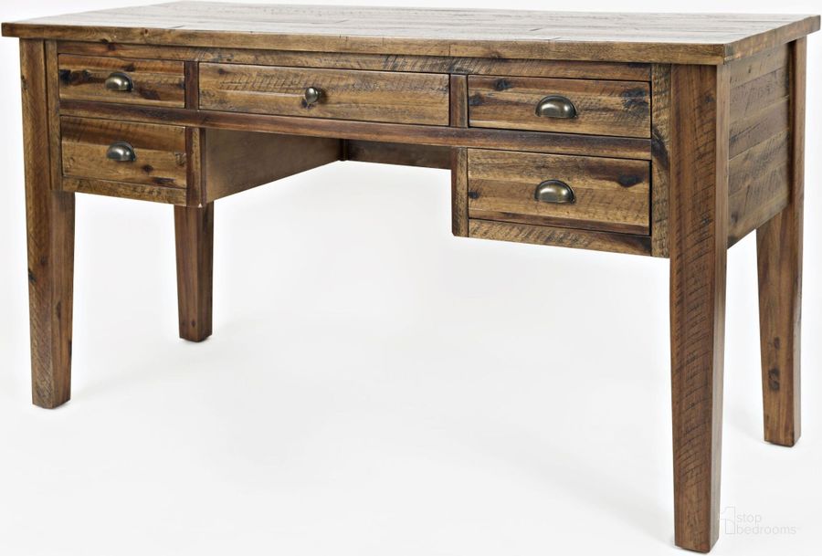 The appearance of Artisans Craft Dakota Oak 5 Drawer Desk designed by Jofran in the transitional interior design. This brown piece of furniture  was selected by 1StopBedrooms from Artisan'S Craft Collection to add a touch of cosiness and style into your home. Sku: 1742-58. Material: Wood. Product Type: Writing Desk. Image1