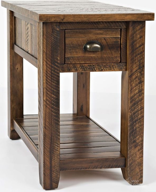 The appearance of Artisans Craft Dakota Oak Chairside Table designed by Jofran in the transitional interior design. This brown piece of furniture  was selected by 1StopBedrooms from Artisan'S Craft Collection to add a touch of cosiness and style into your home. Sku: 1742-7. Material: Wood. Product Type: Chairside Table. Table Top Shape: Rectangular. Image1