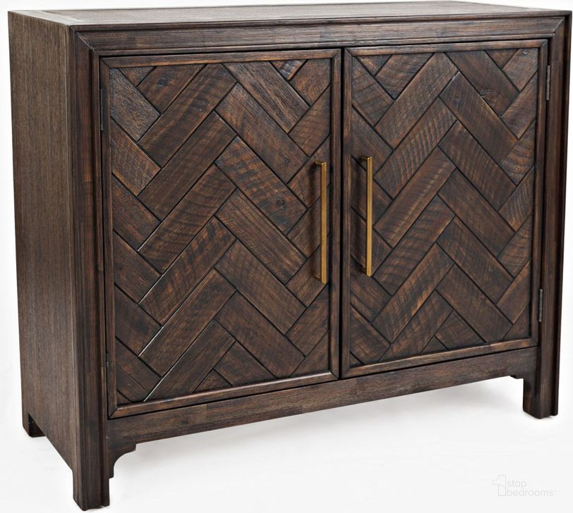 The appearance of Gramercy Dark Chevron 2 Door Accent Cabinet designed by Jofran in the transitional interior design. This brown piece of furniture  was selected by 1StopBedrooms from Gramercy Collection to add a touch of cosiness and style into your home. Sku: 1756-40. Material: Wood. Product Type: Accent Cabinet. Image1