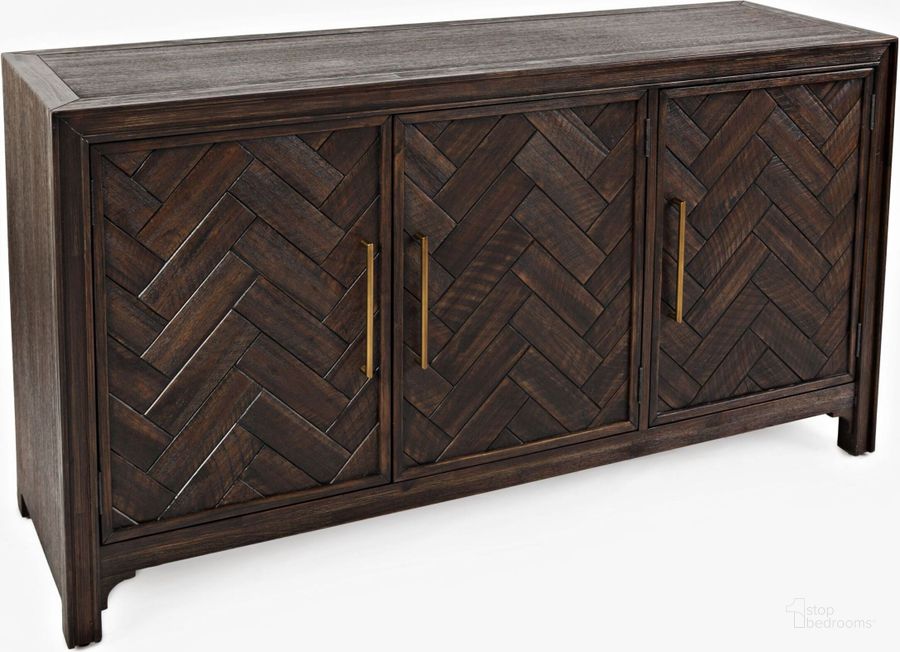 The appearance of Gramercy Dark Chevron 3 Door Accent Cabinet designed by Jofran in the transitional interior design. This brown piece of furniture  was selected by 1StopBedrooms from Gramercy Collection to add a touch of cosiness and style into your home. Sku: 1756-60. Material: Wood. Product Type: Accent Cabinet. Image1