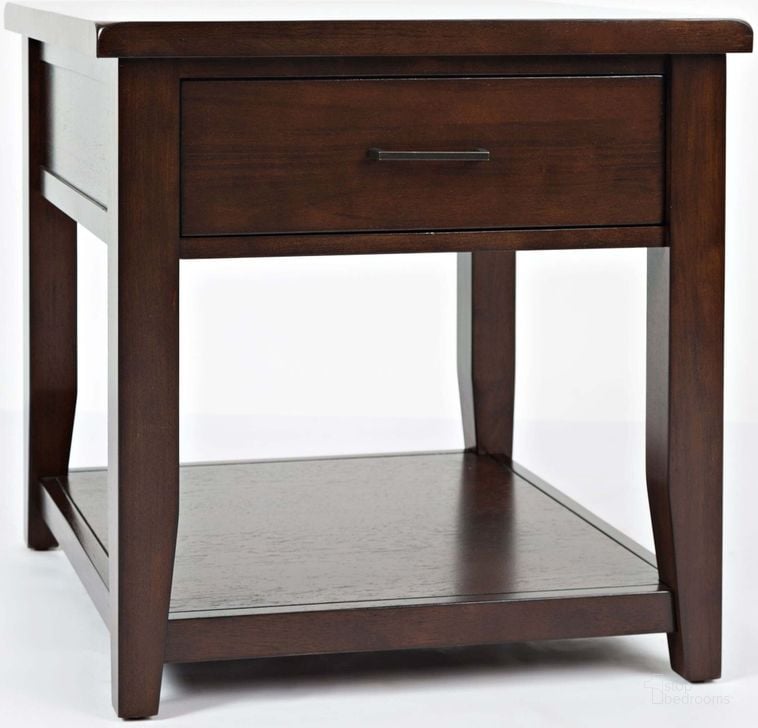 The appearance of Twin Cities End Table designed by Jofran in the transitional interior design. This brown piece of furniture  was selected by 1StopBedrooms from Twin Cities Collection to add a touch of cosiness and style into your home. Sku: 1790-3. Table Top Shape: Square. Material: Wood. Product Type: End Table. Image1