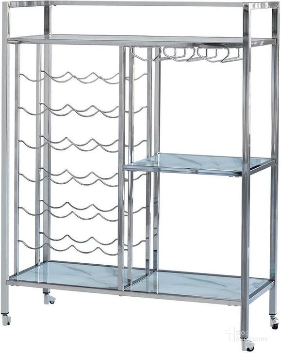The appearance of 181370 Chrome Serving Cart designed by Coaster in the transitional interior design. This chrome piece of furniture  was selected by 1StopBedrooms from  to add a touch of cosiness and style into your home. Sku: 181370. Material: Metal. Product Type: Accent Chair. Image1