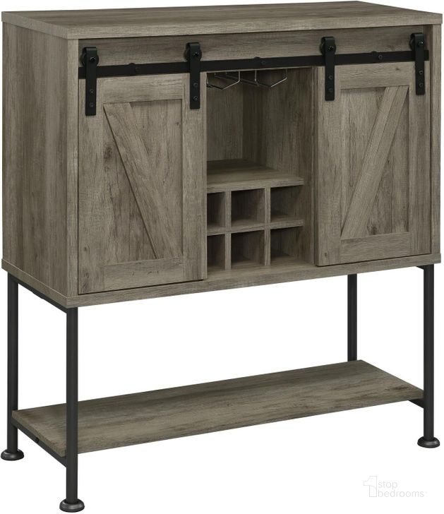 The appearance of Grey Driftwood Bar Cabinet designed by Coaster in the modern / contemporary interior design. This gray piece of furniture  was selected by 1StopBedrooms from  to add a touch of cosiness and style into your home. Sku: 183038. Material: MDF. Product Type: Accent Chest. Image1