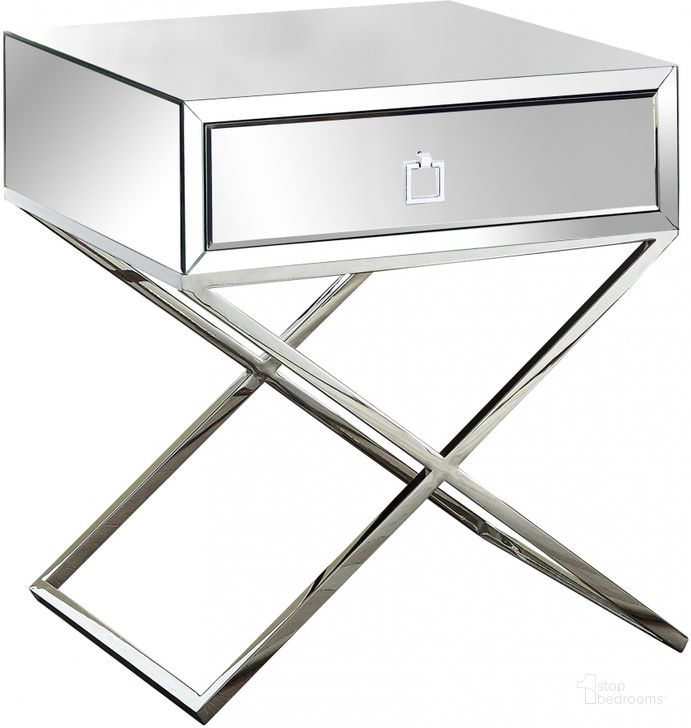 The appearance of Meridian Lynn Series Contemporary Metal Rectangular 1 Drawers End Table designed by Meridian in the modern / contemporary interior design. This mirror piece of furniture  was selected by 1StopBedrooms from Lynn Collection to add a touch of cosiness and style into your home. Sku: 819. Material: Metal. Product Type: End Table. Image1