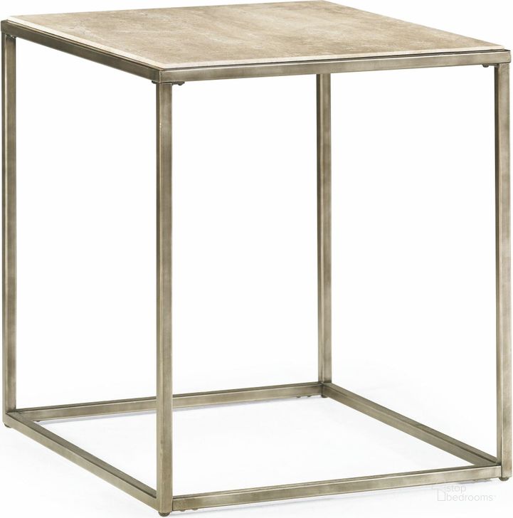 The appearance of Modern Basics Natural Travertine Rectangular End Table designed by Hammary in the modern / contemporary interior design. This cream piece of furniture  was selected by 1StopBedrooms from Modern Basics Collection to add a touch of cosiness and style into your home. Sku: 190-915. Material: Metal. Product Type: End Table. Table Top Shape: Rectangular. Image1