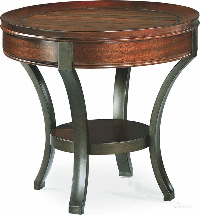 The appearance of Sunset Valley Rich Mahogany Round End Table designed by Hammary in the transitional interior design. This brown piece of furniture  was selected by 1StopBedrooms from Sunset Valley Collection to add a touch of cosiness and style into your home. Sku: 197-917. Table Top Shape: Round. Material: Wood. Product Type: End Table. Image1