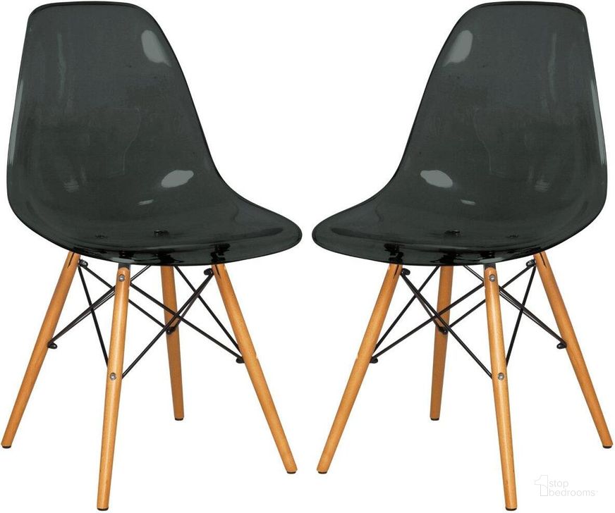 The appearance of 2 LeisureMod Dover Transparent Black Molded Side Chairs designed by LeisureMod in the modern / contemporary interior design. This transparent black piece of furniture  was selected by 1StopBedrooms from Dover Collection to add a touch of cosiness and style into your home. Sku: EP19TBL2. Product Type: Side Chair. Material: Plastic. Image1