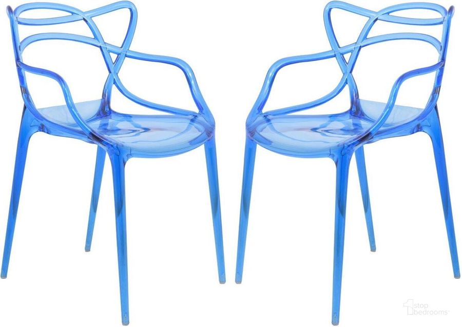 The appearance of 2 LeisureMod Milan Blue Wire Design Chairs designed by LeisureMod in the modern / contemporary interior design. This blue piece of furniture  was selected by 1StopBedrooms from Milan Collection to add a touch of cosiness and style into your home. Sku: MW17TBU2. Product Type: Arm Chair. Material: Plastic. Image1
