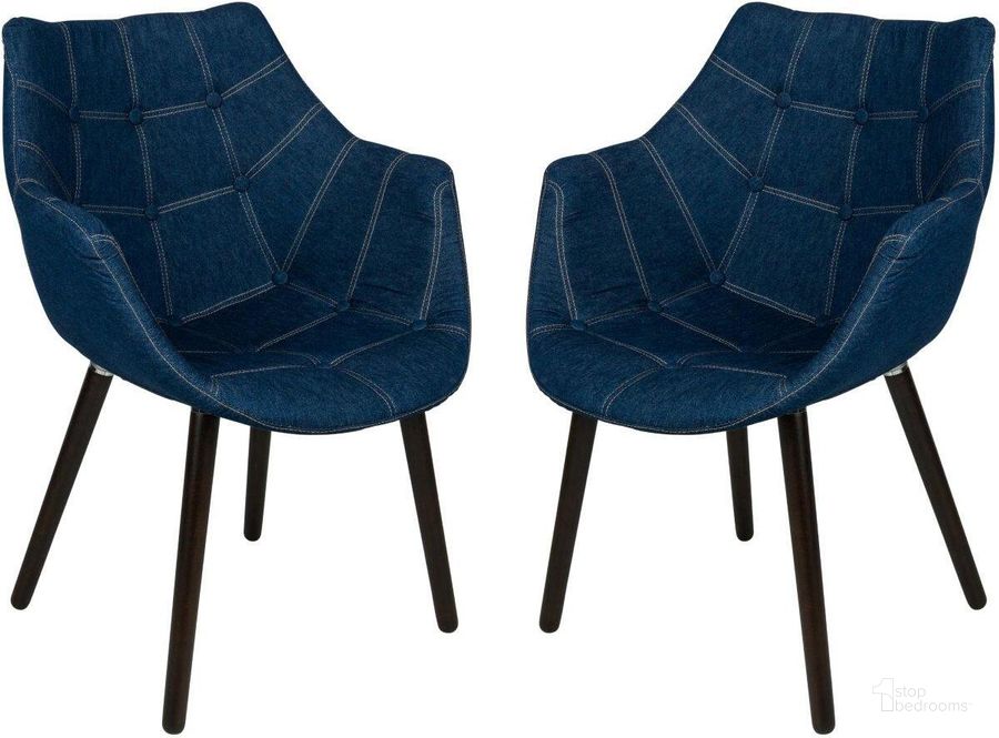 The appearance of 2 LeisureMod Milburn Denim Tufted Denim Lounge Chairs designed by LeisureMod in the modern / contemporary interior design. This denim piece of furniture  was selected by 1StopBedrooms from Milburn Collection to add a touch of cosiness and style into your home. Sku: MA23DBU2. Material: Polyester. Product Type: Lounge Chair. Image1