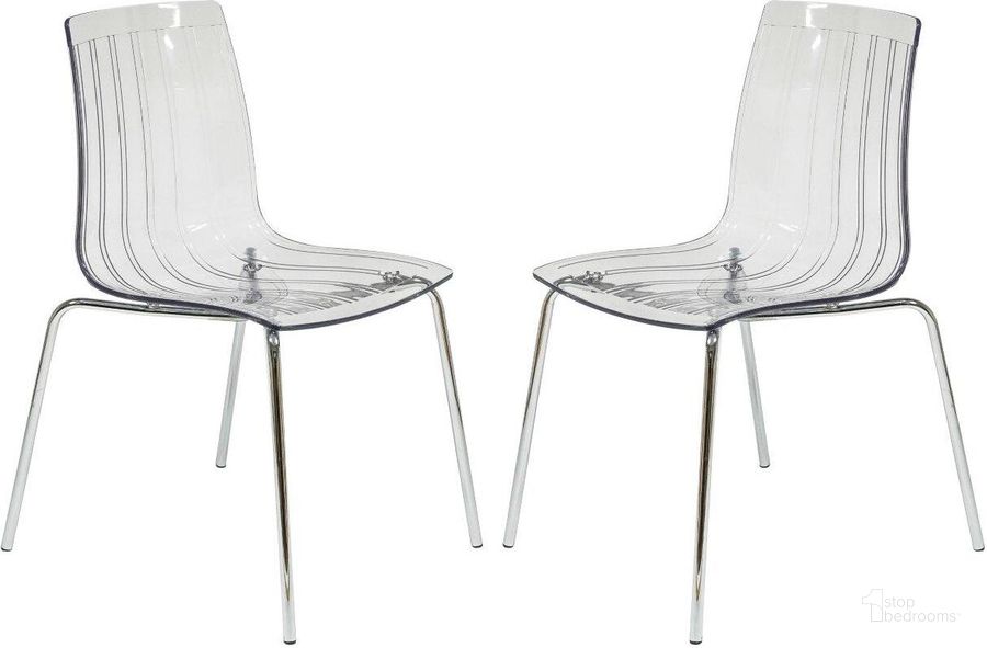 The appearance of 2 LeisureMod Ralph Clear Dining Chairs designed by LeisureMod in the modern / contemporary interior design. This clear piece of furniture  was selected by 1StopBedrooms from Ralph Collection to add a touch of cosiness and style into your home. Sku: RP20CL2. Product Type: Dining Chair. Material: Plastic. Image1