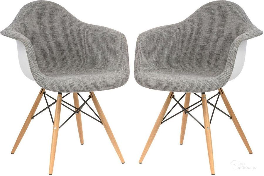 The appearance of 2 LeisureMod Willow Grey Fabric Eiffel Accent Chairs designed by LeisureMod in the modern / contemporary interior design. This grey piece of furniture  was selected by 1StopBedrooms from Willow Collection to add a touch of cosiness and style into your home. Sku: W24GRT2. Material: Polyester. Product Type: Accent Chair. Image1