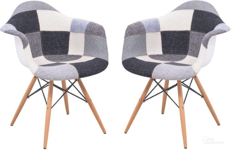 The appearance of 2 LeisureMod Willow Patchwork Fabric Eiffel Accent Chairs designed by LeisureMod in the modern / contemporary interior design. This multi piece of furniture  was selected by 1StopBedrooms from Willow Collection to add a touch of cosiness and style into your home. Sku: W24FC2. Material: Polyester. Product Type: Accent Chair. Image1