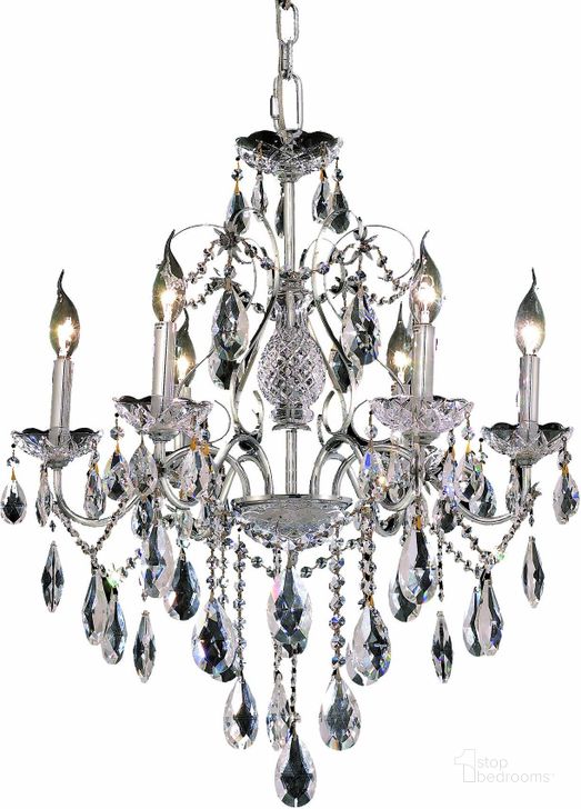 The appearance of 2016d24cRc St Francis 24 Chrome 6 Light Chandelier With Clear Royal Cut Crystal Trim designed by Elegant Lighting in the glam interior design. This chrome piece of furniture  was selected by 1StopBedrooms from St. Francis Collection to add a touch of cosiness and style into your home. Sku: 2016D24C/RC. Product Type: Chandelier. Material: Crystal.
