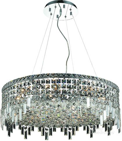 The appearance of V2031d28cRc Maxime 28 Chrome 12 Light Chandelier With Clear Royal Cut Crystal Trim designed by Elegant Lighting in the modern / contemporary interior design. This chrome piece of furniture  was selected by 1StopBedrooms from Maxime Collection to add a touch of cosiness and style into your home. Sku: V2031D28C/RC. Product Type: Chandelier. Material: Crystal.