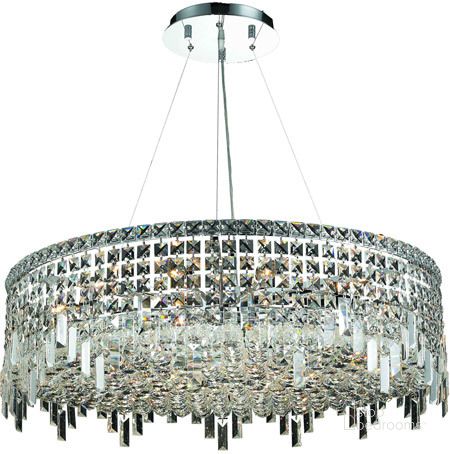 The appearance of V2031d32cRc Maxime 32 Chrome 18 Light Chandelier With Clear Royal Cut Crystal Trim designed by Elegant Lighting in the modern / contemporary interior design. This chrome piece of furniture  was selected by 1StopBedrooms from Maxime Collection to add a touch of cosiness and style into your home. Sku: V2031D32C/RC. Product Type: Chandelier. Material: Crystal.
