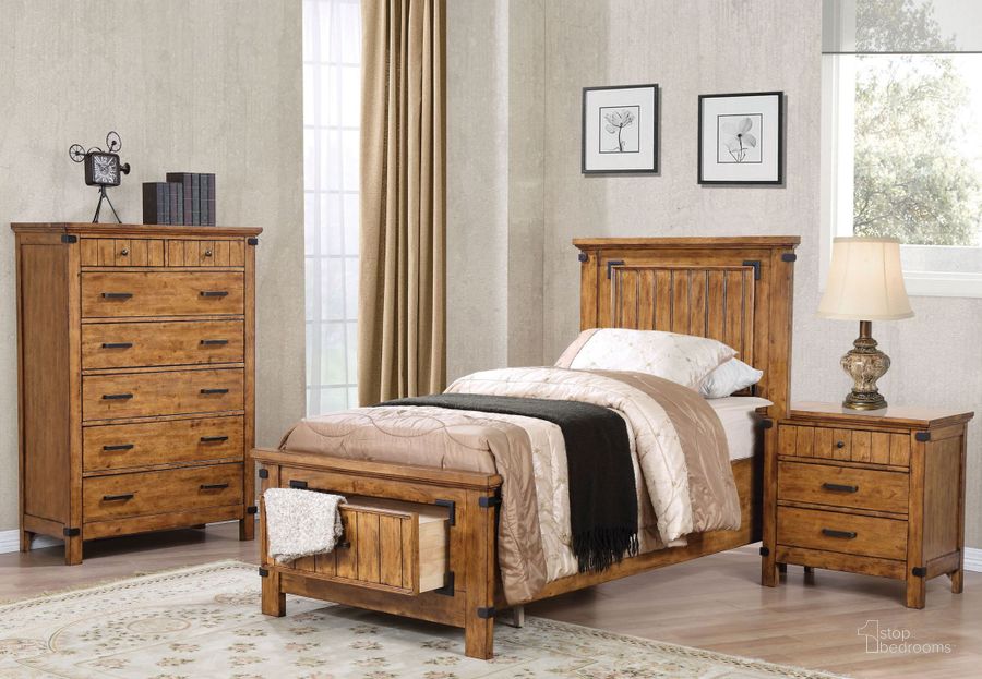 The appearance of Brenner Rustic Honey Youth Panel Storage Bedroom Set designed by Coaster in the rustic / southwestern interior design. This brown piece of furniture  was selected by 1StopBedrooms from Brenner Collection to add a touch of cosiness and style into your home. Sku: 205260TB1;205260TB2;205260TB3;205262. Bed Type: Storage Bed. Material: Wood. Product Type: Storage Bed. Bed Size: Twin. Image1