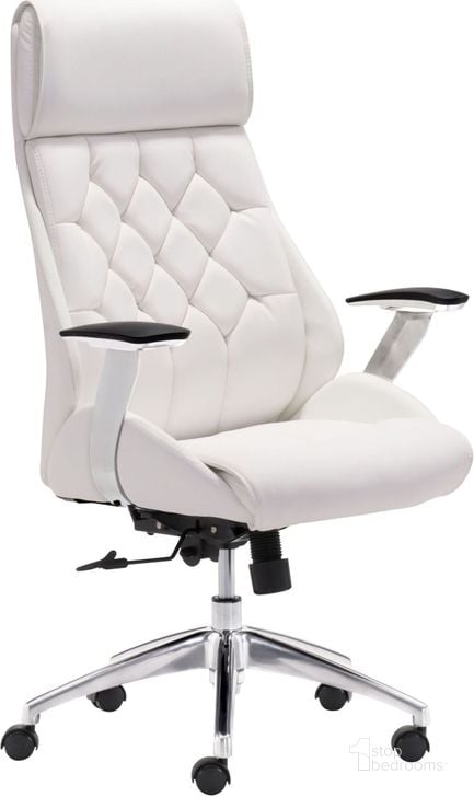 The appearance of Boutique White Office Chair designed by Zuo Modern in the modern / contemporary interior design. This white piece of furniture  was selected by 1StopBedrooms from Boutique Collection to add a touch of cosiness and style into your home. Sku: 205891. Product Type: Office Chair. Material: Vinyl. Image1