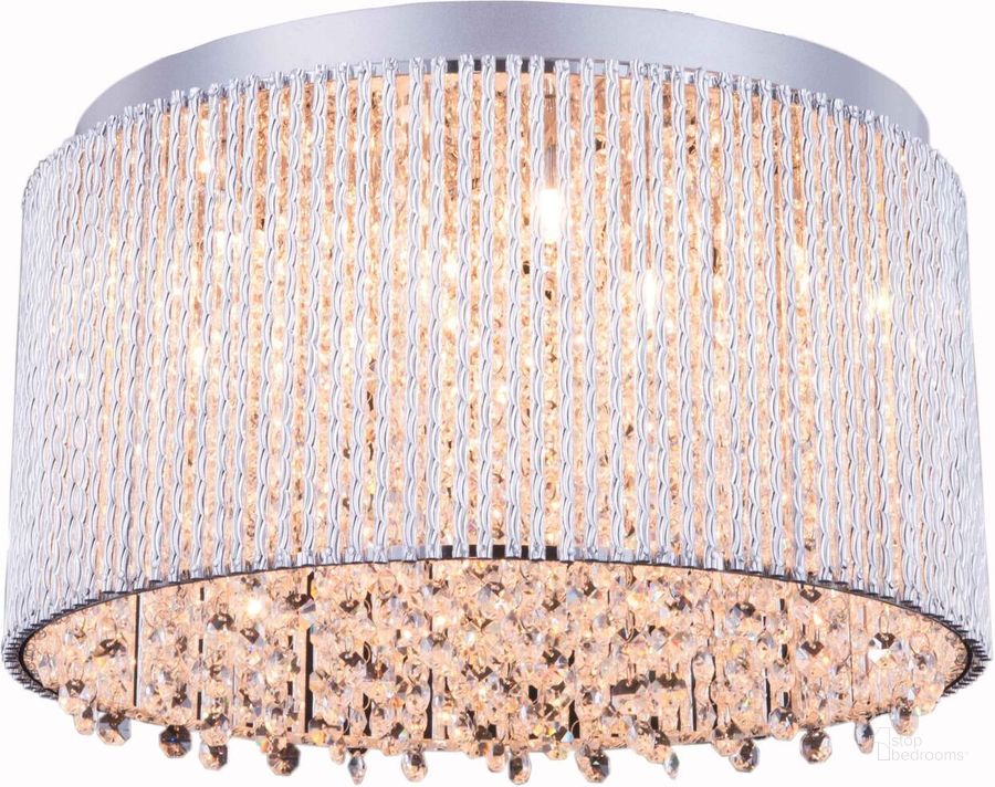 The appearance of Influx 16 Chrome 10 Light Flush Mount With Clear Royal Cut Crystal Trim designed by Elegant Lighting in the modern / contemporary interior design. This chrome piece of furniture  was selected by 1StopBedrooms from Influx Collection to add a touch of cosiness and style into your home. Sku: V2092F16C/RC. Material: Stainless Steel. Product Type: Flush Mount.