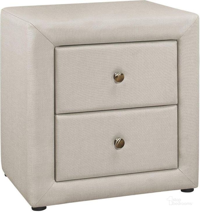 The appearance of 21 Inch Beige Linen Night Stand designed by Monarch Specialties in the modern / contemporary interior design. This beige piece of furniture  was selected by 1StopBedrooms from  to add a touch of cosiness and style into your home. Sku: I 5605. Product Type: Nightstand. Material: MDF. Image1