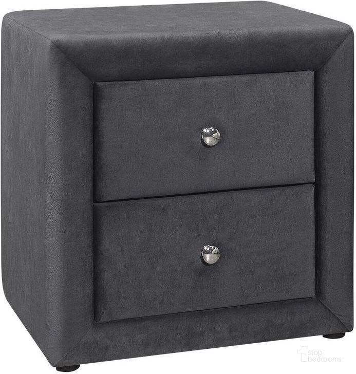 The appearance of 21 Inch Dark Grey Velvet Night Stand designed by Monarch Specialties in the modern / contemporary interior design. This dark grey piece of furniture  was selected by 1StopBedrooms from  to add a touch of cosiness and style into your home. Sku: I 5607. Product Type: Nightstand. Material: MDF. Image1
