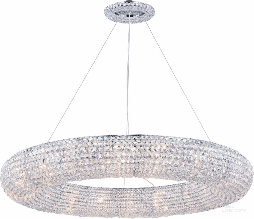 The appearance of Paris 41 Chrome 18 Light Chandelier With Clear Royal Cut Crystal Trim designed by Elegant Lighting in the glam interior design. This chrome piece of furniture  was selected by 1StopBedrooms from Paris Collection to add a touch of cosiness and style into your home. Sku: 2114G41C/RC. Product Type: Chandelier. Material: Crystal.