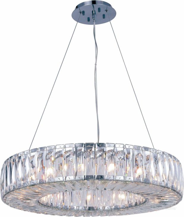 The appearance of Cuvette 26 Chrome 15 Light Chandelier With Clear Royal Cut Crystal Trim designed by Elegant Lighting in the glam interior design. This chrome piece of furniture  was selected by 1StopBedrooms from Cuvette Collection to add a touch of cosiness and style into your home. Sku: 2116D26C/RC. Product Type: Chandelier. Material: Stainless Steel.