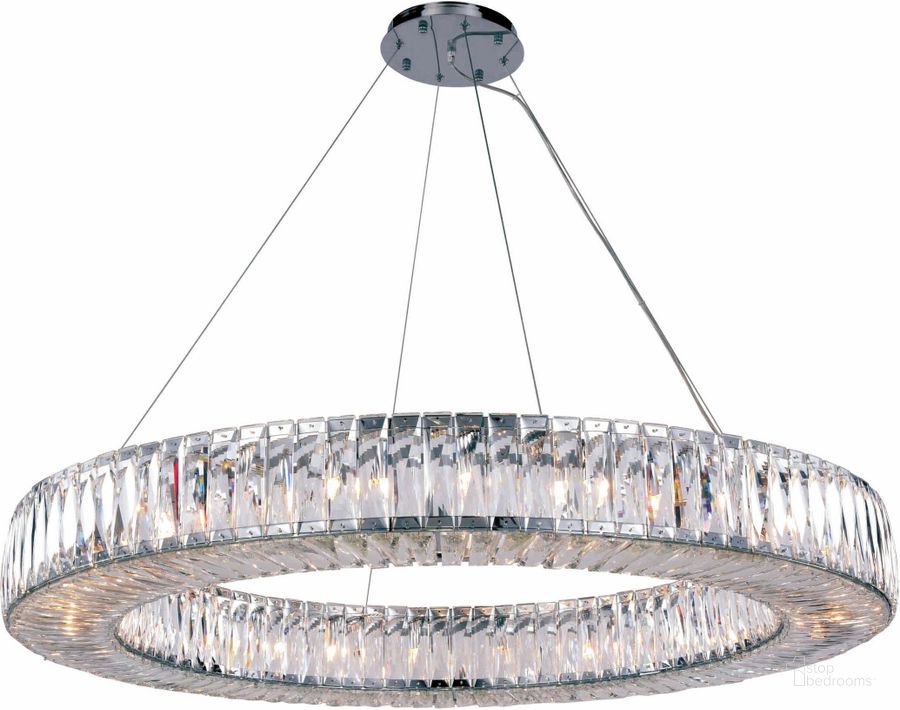 The appearance of Cuvette 43 Chrome 24 Light Chandelier With Clear Royal Cut Crystal Trim designed by Elegant Lighting in the glam interior design. This chrome piece of furniture  was selected by 1StopBedrooms from Cuvette Collection to add a touch of cosiness and style into your home. Sku: 2116G43C/RC. Product Type: Chandelier. Material: Stainless Steel.
