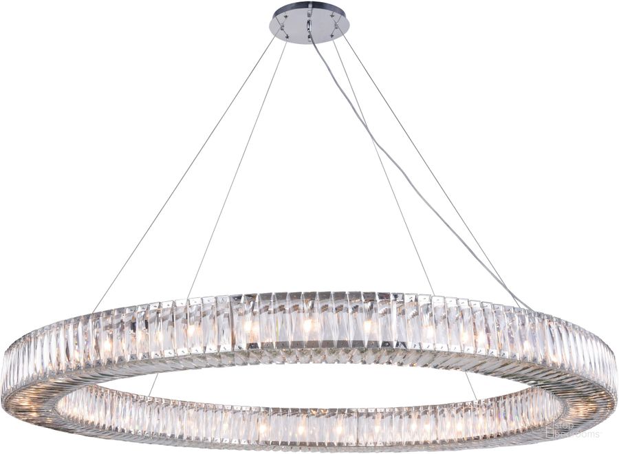 The appearance of Cuvette 63" Chrome 36 Light Chandelier With Clear Royal Cut Crystal Trim designed by Elegant Lighting in the glam interior design. This chrome piece of furniture  was selected by 1StopBedrooms from Cuvette Collection to add a touch of cosiness and style into your home. Sku: 2116G63C/RC. Product Type: Chandelier. Material: Stainless Steel. Image1