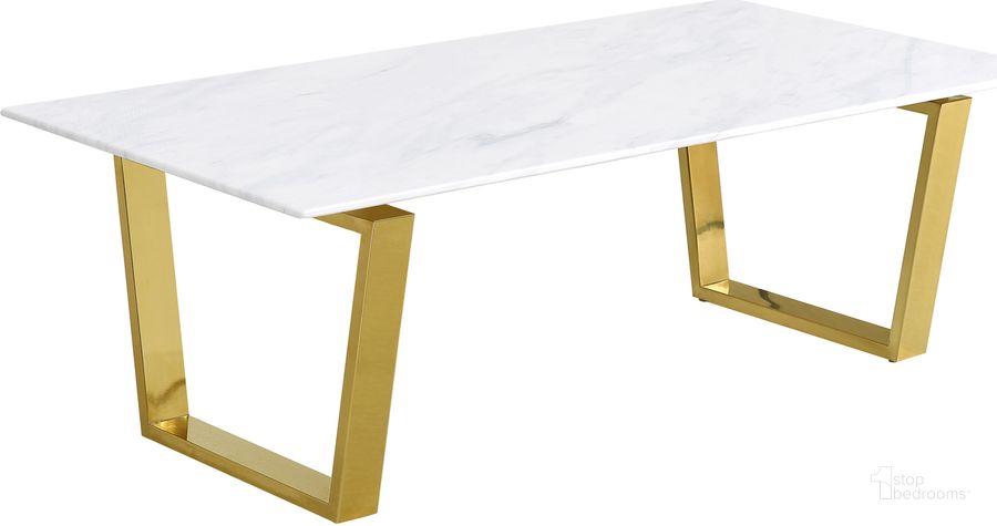 The appearance of Meridian Cameron Coffee Table in Gold designed by Meridian in the modern / contemporary interior design. This gold piece of furniture  was selected by 1StopBedrooms from Cameron Collection to add a touch of cosiness and style into your home. Sku: 212-C-1;212-C-2. Material: Other. Product Type: Coffee Table. Image1