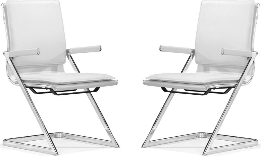 The appearance of Lider Plus Conference Chair White Set of 2 designed by Zuo Modern in the modern / contemporary interior design. This white piece of furniture  was selected by 1StopBedrooms from Lider Plus Collection to add a touch of cosiness and style into your home. Sku: 215211. Material: Vinyl. Product Type: Conference Chair. Image1