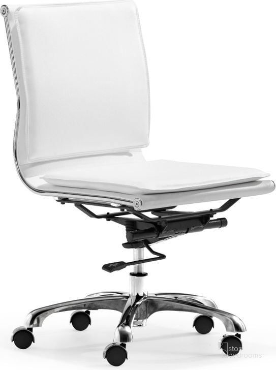 The appearance of Lider Plus Armless Office Chair White designed by Zuo Modern in the modern / contemporary interior design. This white piece of furniture  was selected by 1StopBedrooms from Lider Plus Collection to add a touch of cosiness and style into your home. Sku: 215219. Product Type: Office Chair. Material: Vinyl. Image1