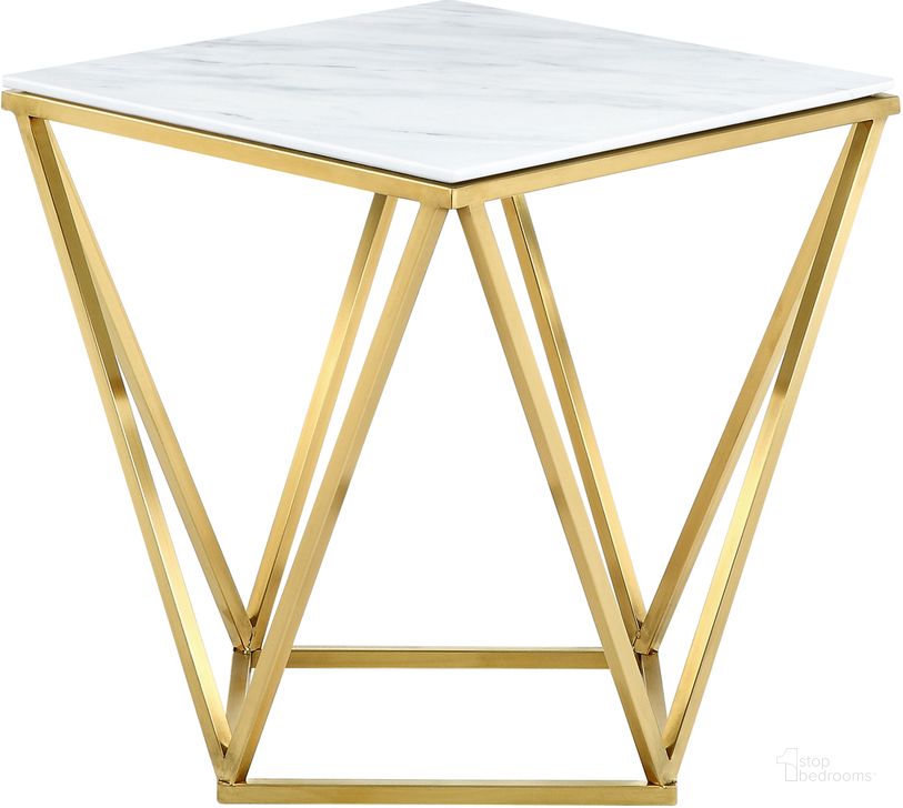The appearance of Meridian Mason End Table in Gold designed by Meridian in the modern / contemporary interior design. This gold piece of furniture  was selected by 1StopBedrooms from Mason Collection to add a touch of cosiness and style into your home. Sku: 216-E. Material: Other. Product Type: End Table. Image1