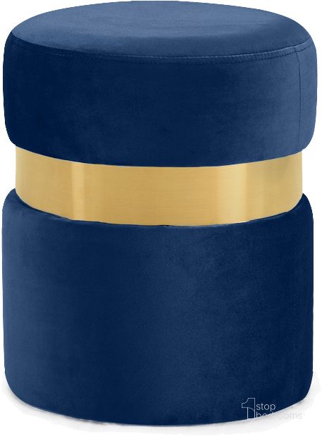 The appearance of Meridian Hailey 132Navy Velvet Ottoman designed by Meridian in the modern / contemporary interior design. This navy velvet piece of furniture  was selected by 1StopBedrooms from Hailey Collection to add a touch of cosiness and style into your home. Sku: 132Navy. Product Type: Ottoman. Image1