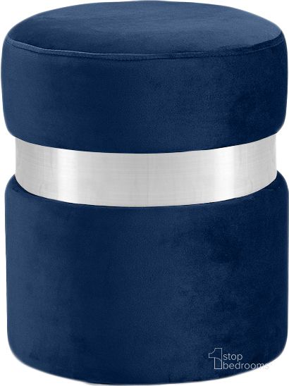 The appearance of Meridian Hailey 133Navy Velvet Ottoman designed by Meridian in the modern / contemporary interior design. This navy velvet piece of furniture  was selected by 1StopBedrooms from Hailey Collection to add a touch of cosiness and style into your home. Sku: 133Navy. Product Type: Ottoman. Image1