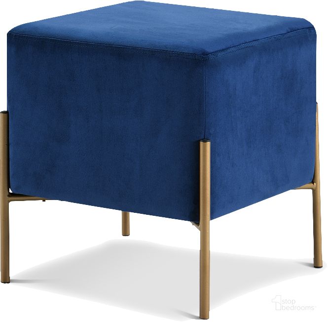 The appearance of Meridian Isla Navy Velvet Ottoman designed by Meridian in the modern / contemporary interior design. This navy velvet piece of furniture  was selected by 1StopBedrooms from Isla Collection to add a touch of cosiness and style into your home. Sku: 131Navy. Product Type: Ottoman. Image1