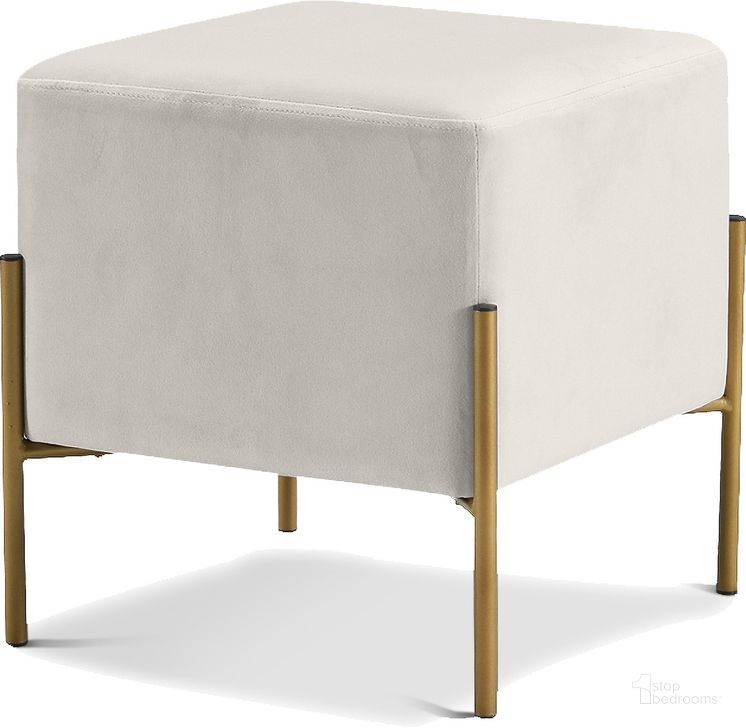 The appearance of Meridian Isla Cream Velvet Ottoman designed by Meridian in the modern / contemporary interior design. This cream velvet piece of furniture  was selected by 1StopBedrooms from Isla Collection to add a touch of cosiness and style into your home. Sku: 131Cream. Product Type: Ottoman. Image1