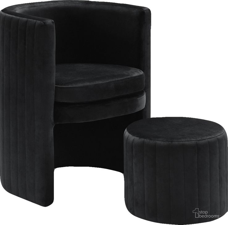 The appearance of Meridian Selena Black Velvet Accent Chair designed by Meridian in the modern / contemporary interior design. This black velvet piece of furniture  was selected by 1StopBedrooms from Selena Collection to add a touch of cosiness and style into your home. Sku: 555Black. Product Type: Accent Chair. Material: Velvet. Image1