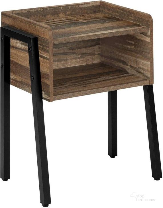 The appearance of 23 Inch Accent Table In Brown Reclaimed-Look And Black Metal designed by Monarch Specialties in the modern / contemporary interior design. This brown piece of furniture  was selected by 1StopBedrooms from  to add a touch of cosiness and style into your home. Sku: I 3583. Material: Metal. Product Type: Accent Table. Image1