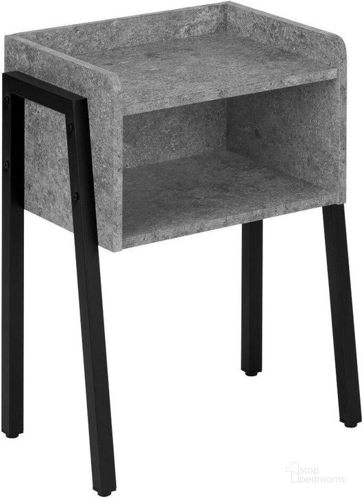 The appearance of 23 Inch Accent Table In Grey Stone-Look And Black Metal designed by Monarch Specialties in the modern / contemporary interior design. This grey piece of furniture  was selected by 1StopBedrooms from  to add a touch of cosiness and style into your home. Sku: I 3584. Material: Metal. Product Type: Accent Table. Image1