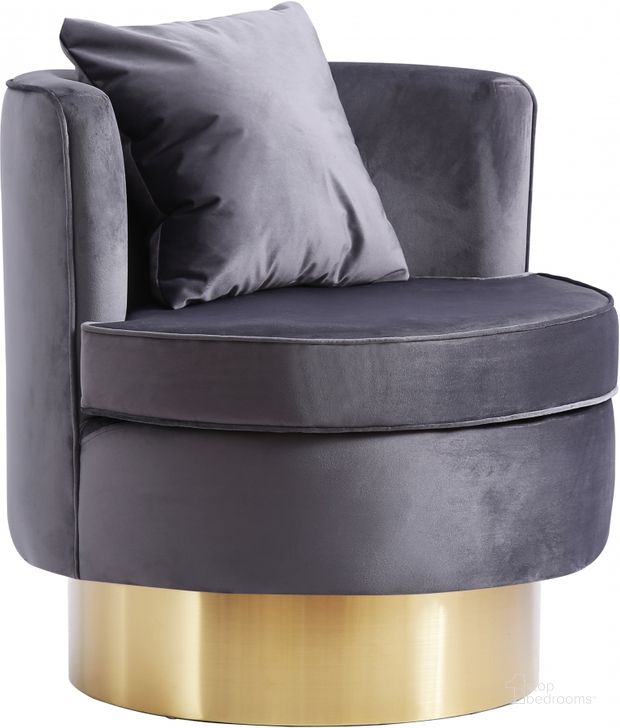 The appearance of Meridian Kendra Grey Velvet Accent Chair designed by Meridian in the modern / contemporary interior design. This grey velvet piece of furniture  was selected by 1StopBedrooms from Kendra Collection to add a touch of cosiness and style into your home. Sku: 576Grey. Product Type: Accent Chair. Material: Velvet. Image1