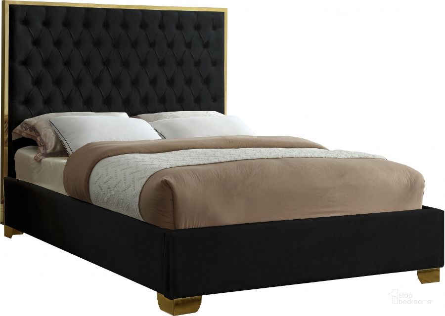 The appearance of Meridian Lana Black Velvet Queen Bed designed by Meridian in the modern / contemporary interior design. This black velvet piece of furniture  was selected by 1StopBedrooms from Lana Collection to add a touch of cosiness and style into your home. Sku: LanaBlack-Q-1;LanaBlack-Q-2. Bed Type: Platform Bed. Product Type: Platform Bed. Bed Size: Queen. Material: Velvet. Image1