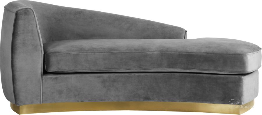 The appearance of Meridian Julian 620Grey Velvet Chaise designed by Meridian in the modern / contemporary interior design. This grey velvet piece of furniture  was selected by 1StopBedrooms from Julian Collection to add a touch of cosiness and style into your home. Sku: 620Grey-Chaise. Product Type: Chaise. Material: Velvet. Image1